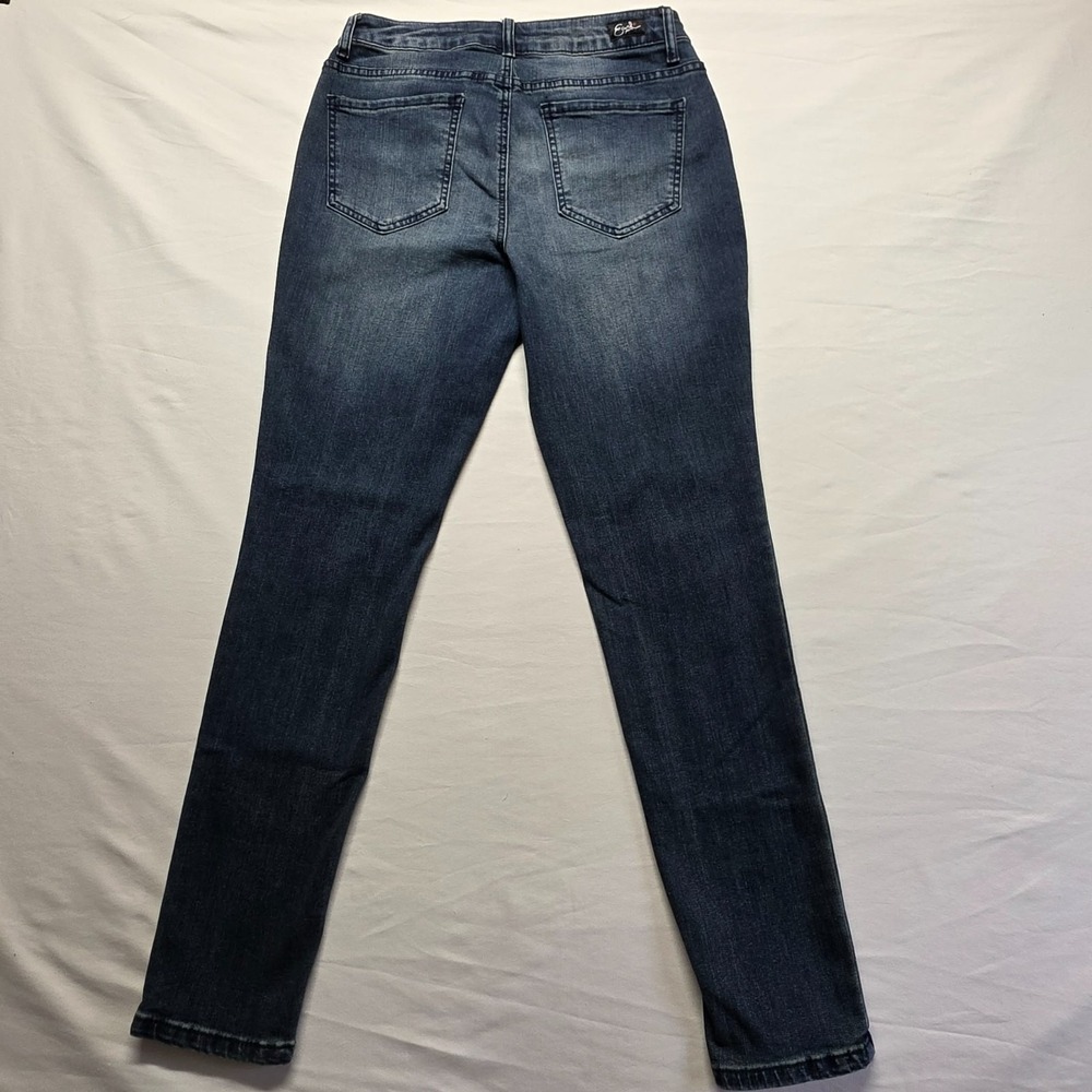 Earl Jeans Embroidered Black Floral Design Dark Denim Skinny Ankle Womens Size 8 - Picture 10 of 13